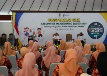 Sosialisasi diseminasi gizi dengan tema "Isi Piringku Kaya Akan Protein Hewani Cegah Stunting" di Pendopo Malowopati Pemkab Bojonegoro.