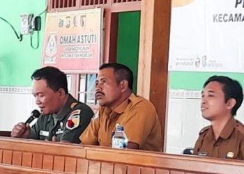 Danramil 18/Ngasem Kodim 0813 Bojonegoro Kapten Arh Eeng Mamuro, menghadiri kegiatan Musyawarah Desa (Musdes) penyusunan Rencana Kerja Pemerintah Desa (RKPDes) tahun anggaran 2024 .