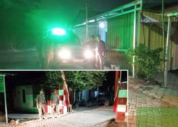 Patroli Satpol PP Bojonegoro di wilayah eks lokalisasi Kalisari di Desa Banjarsari Kecamatan Trucuk.