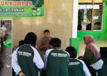 Mahasiswa Universitas Nahdlatul Ulama Sunan Giri (Unugiri) Bojonegoro dalam KKN di Desa Sranak, Kecamatan Trucuk, Bojonegoro.