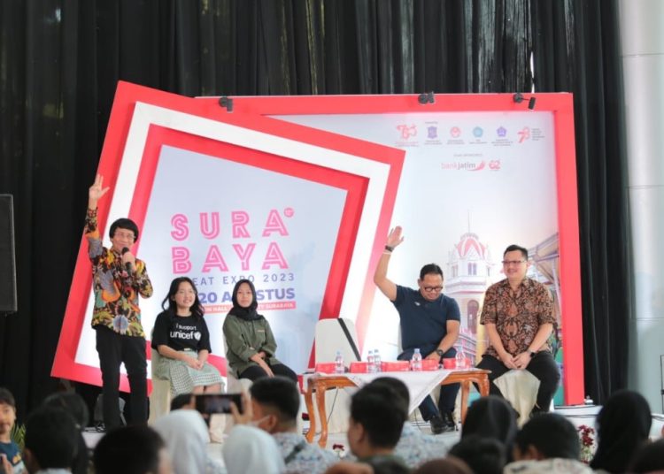 Kak Seto bersama UNICEF mengkampanyekan pencegahan kekerasan seksual anak di Surabaya Great Expo 2023.