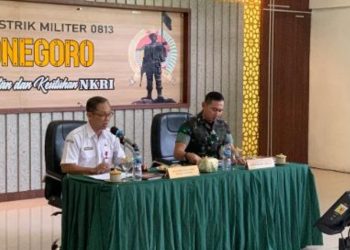 Rapat kesiapan akhir TNI Manunggal Membangun Desa  Imbangan 2023 di aula Ahmad Yani Kodim 0813 Bojonegoro.
