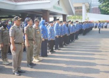 Upacara peringatan Hari Kesaktian Pancasila di halaman Pendopo Malowopati gedung Pemkab Bojonegoro.