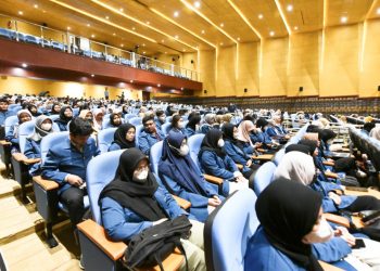 Pelepasan mahasiswa Unair yang akan melaksanakan KKN di gedung ASEEC Kampus B Unair.