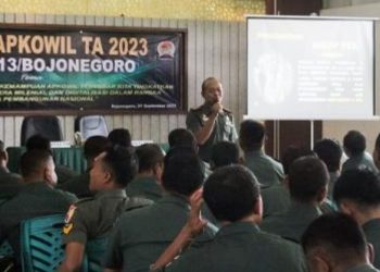 kegiatan Peningkatan Kemampuan Aparat Komando Wilayah Tersebar tahun 2023 di gedung Ahmad Yani Kodim Bojonegoro.