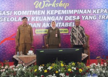 Kegiatan workshop Optimalisasi Komitmen Kepemimpinan Kepala Desa dalam Pengelolaan Keuangan Desa yang Transparan dan Akuntabel di Pendopo Malowopati.