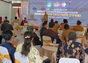 Rapat Koordinasi Daerah (Rakorda) Optimalisasi Percepatan Penghapusan Kemiskinan Ekstrem di Provinsi Jawa Timur.