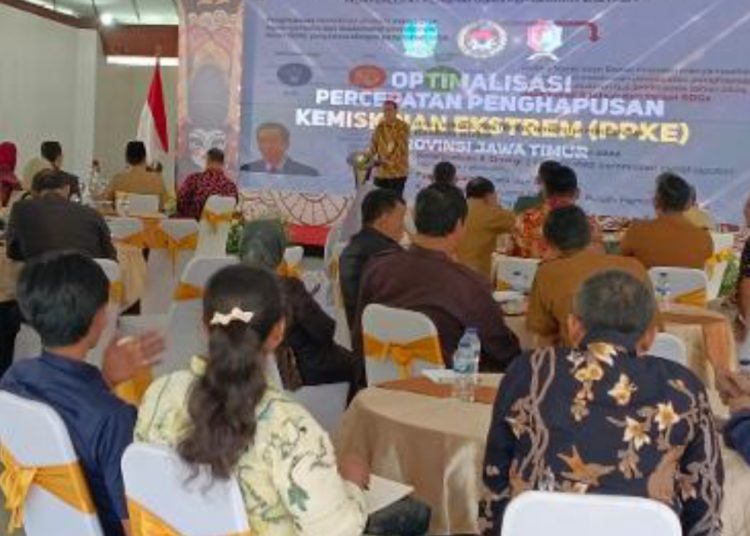 Rapat Koordinasi Daerah (Rakorda) Optimalisasi Percepatan Penghapusan Kemiskinan Ekstrem di Provinsi Jawa Timur.