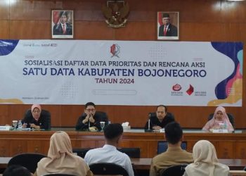 Kegiatan sosialisasi Daftar Data Prioritas dan Rencana Aksi Satu Data Kabupaten Bojonegoro tahun 2024.