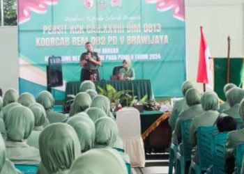 Kegiatan sosialisasi netralitas Pemilu 2024 kepada jajaran Persit Kartika Chandra Kirana (KCK) Cabang XXVIII Kodim 0813 Bojonegoro Koorcabrem 082/CPYJ PD V/Brawijaya.