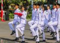 Foto dokumentasi pasukan pengibar bendera pada upacara peringatan HUT Kemerdekaan RI tahun 2023.