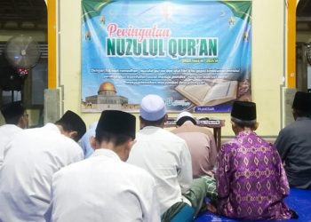 Peringatan Nuzulul Quran di balai Desa Pilangsari, Kecamatan Kalitidu, Bojonegoro.
