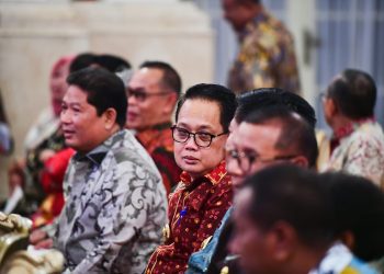 Suasana Rakornas Pengendalian Inflasi dan Tim Pengendalian Inflasi Daerah (TPID) Award yang digelar di Istana Negara, Jakarta. Pj Gubernur Jawa Timur Adhy Karyono hadir dalam Rakornas tersebut.
