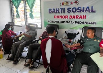 Donor darah yang dilaksanakan di Koramil 11/Padangan Kodim 0813 Bojonegoro.