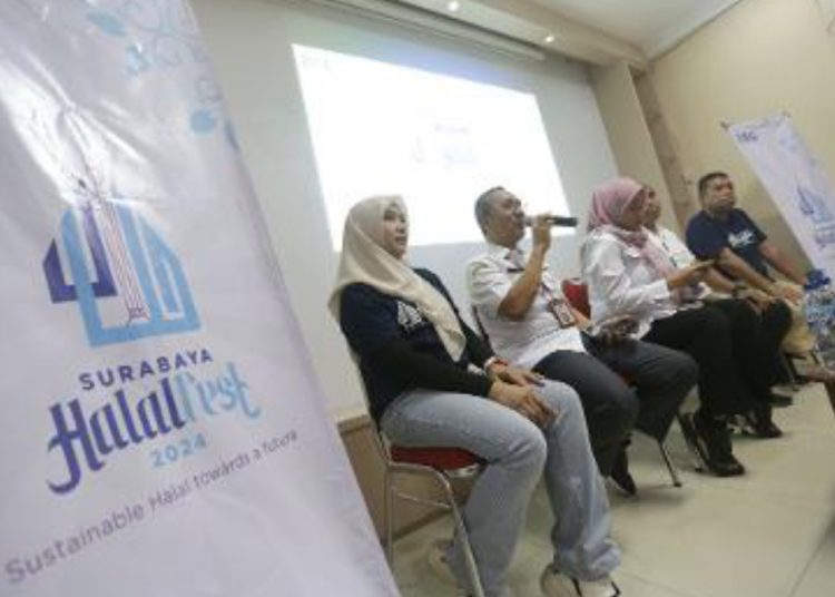 Jumpa pers tentang Surabaya Halal Fest 2024 di kantor Dinas Komunikasi dan Informatika Pemkot Surabaya.