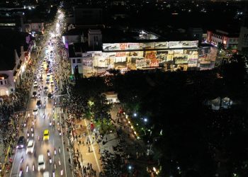 Kawasan Kota Lama Surabaya diambil dari jepretan udara.