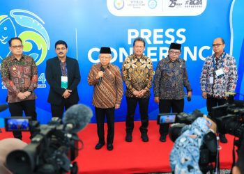Wakil Presiden RI Ma’ruf Amin pada pembukaan Asian Pacific Aquaculture (APA) 24 di Grand City Convention & Exhibition Hall Surabaya.