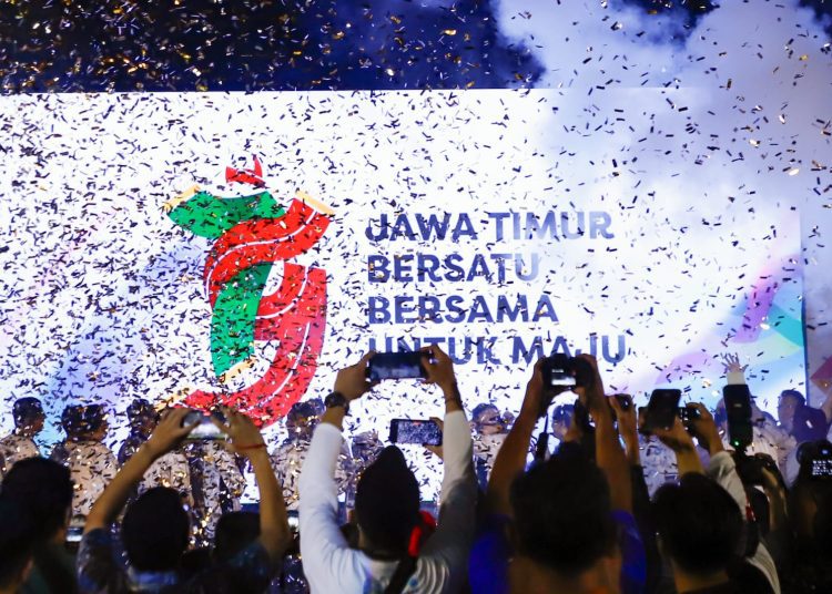 Logo Hari Jadi ke-79 Provinsi Jawa Timur dilaunching di Stadion Jenggolo, Sidoarjo.