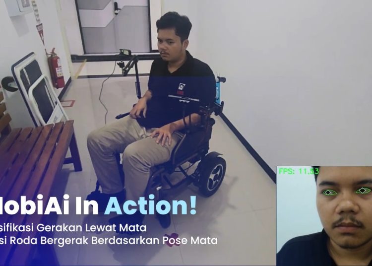 Prototipe MobiAi saat diuji coba bergerak menggunakan gerakan mata di sebuah rumah sakit.