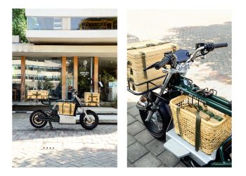 Prototipe motor modular elektrik Saka, rancangan alumnus ITS, yang sedang dipraktikkan membawa beragam jenis barang.