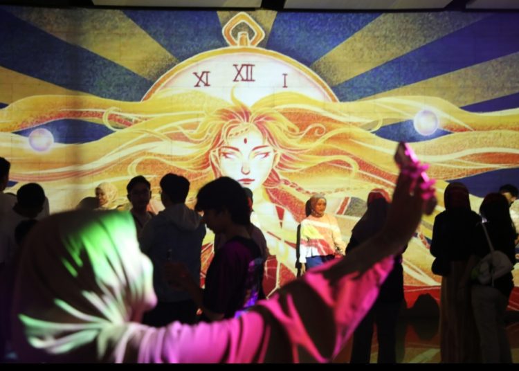 Gelaran video mapping bertema 'LUMIORIA' bertempat di Basement Alun-Alun Surabaya.