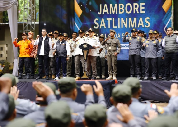 Apel penutupan Jambore Satuan Perlindungan Masyarakat (Satlinmas) Mendukung Pilkada Serentak 2024 di Bumi Perkemahan Bedengan, Desa Selorejo Kecamatan Dau Kabupaten Malang.