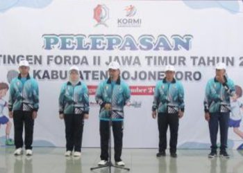 Pelepasan kontingen Bojonegoro untuk mengikuti Festival Olahraga Masyarakat Daerah (FORDA) II Jawa Timur Tahun 2024.