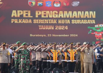 Apel Pengamanan Pilkada Serentak di Surabaya Expo Center, Jalan Kusuma Bangsa, Surabaya.