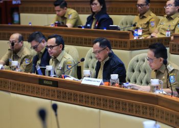 Mendagri Tito Karnavian dalam rapat kerja dengan Komisi II DPR RI.