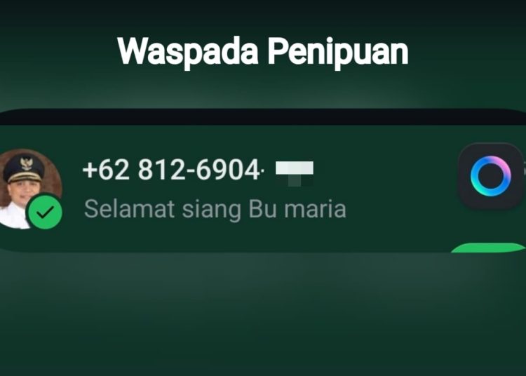 Foto tangkapan layar nomor akun WhatsApp yang memasang profil Wali Kota Surabaya Eri Cahyadi.
