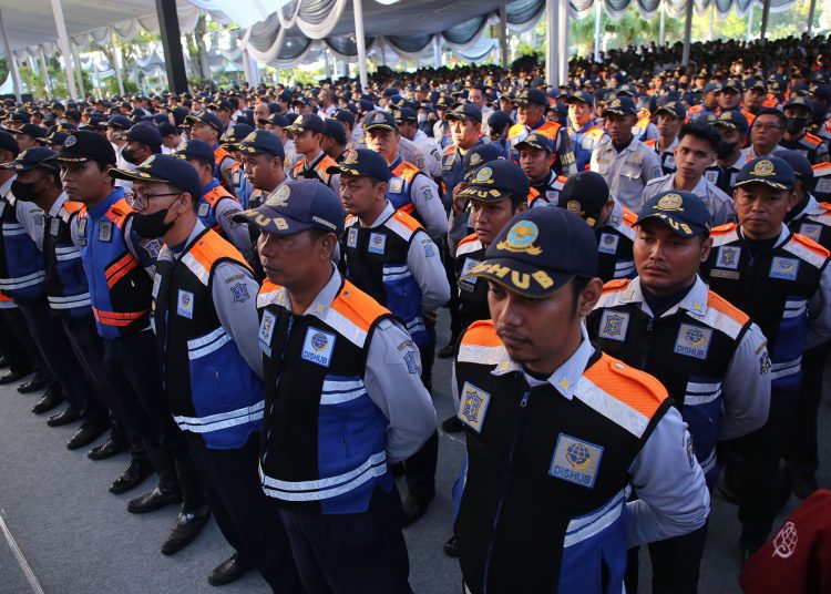 Foto ilustrasi, apel Operasi Lilin Semeru. Pada malam tahun baru nanti, di delapan titik batas Kota Surabaya bakal dilakukan penyekatan.