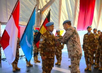 Prosesi penghargaan ‘German Medal’ di Port of Beirut, Lebanon.