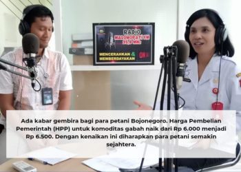 Kepala DKPP Bojonegoro Helmi Elisabeth dalam talkshow di Radio Malowopati FM.