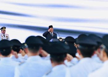 Presiden Prabowo Subianto pada pelantikan kepala daerah di kompleks Istana Merdeka, Jakarta.