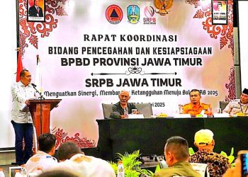 Rapat koordinasi bidang pencegahan dan kesiapsiagaan BPBD Jatim dengan Sekber Relawan Penanggulangan Bencana Jatim.