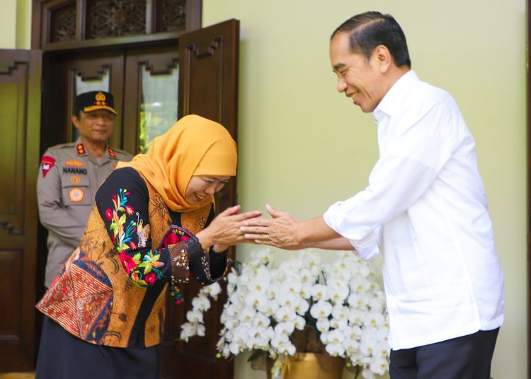 Gubernur Khofifah Indar Parawansa saat bertemu dengan presiden RI ke 7 Joko Widodo.