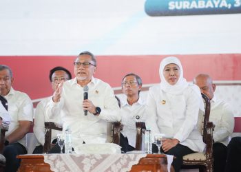 Peluncuran dan dialog percepatan musyawarah desa/kelurahan khusus pembentukan koperasi desa/kelurahan Merah Putih di Jatim Expo Surabaya.