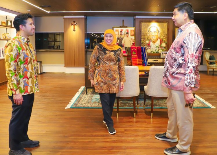 Gubernur Jatim Khofifah Indar Parawansa dan Wakil Gubernur Jatim Emil Elestianto Dardak saat menemui Menteri Perumahan dan Kawasan Permukiman RI Maruarar Sirait.