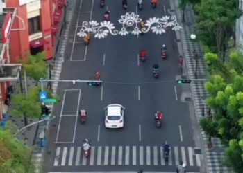 Kondisi Jalan Tunjungan yang kini lebih lancar arus lalu lintasnya setelah dilakukan penataan parkir.