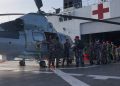 Heli Panther HS-1302 KRI dr. Soeharso-990 diperbantukan pula untuk operasi pendistribusian bantuan bagi warga Desa Marlempang di Kabupaten Aceh Tamiang yang terdampak bencana.