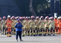 Foto ilustrasi, tim Pemadam Kebakaran dan Penyelamatan saat melakukan apel di halaman Balai Kota Surabaya.