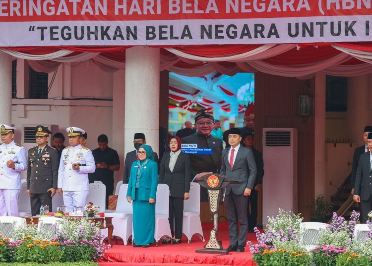 Upacara peringatan Hari Bela Negara (HBN) ke-77 di halaman Balai Kota.