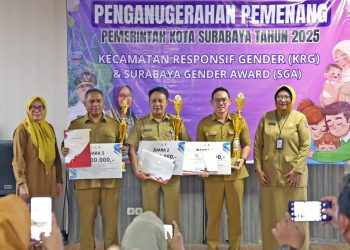 Foto bersama para penerima.penghargaan kecamatan responsif gender 2025.