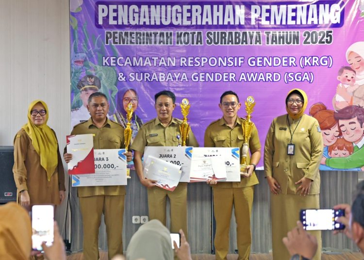 Foto bersama para penerima.penghargaan kecamatan responsif gender 2025.