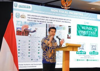 Wakil Jawa Timur Gubernur Emil Elestianto Dardak dalam kegiatan East Java Investment Briefing (EJIB) dengan tema East Java Investment Outlook 2026 Strengthening Global Connectivity – East Java Strategic Investment Projects as Indonesia's New Gateway' di Hotel Shangri-La Jakarta.