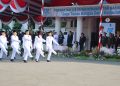 Upacara memperingati Hari Kebangkitan Nasional ke-118 di Taman Surya, halaman Balai Kota Surabaya.